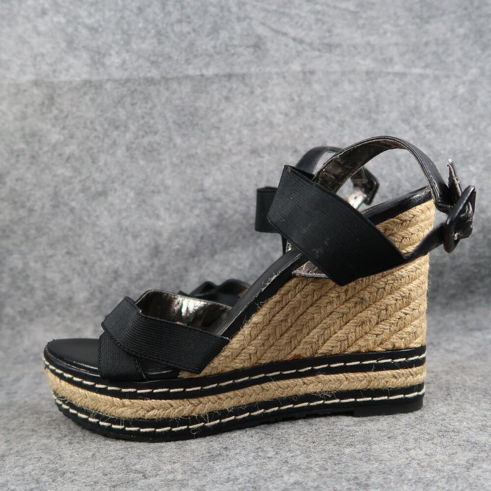 Charles David Shoes Womens 8.5 Fashion Sandals Platform Wedge Espadrille Black - Picture 4 of 14